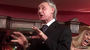 Stunning girls get talked into playing with multiple cocks at once