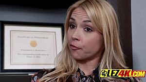 sweet blonde babe has naughty oral fun with lesbian psychiatrist