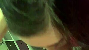 petite teen gives hot blowjob to big cock in casual setting