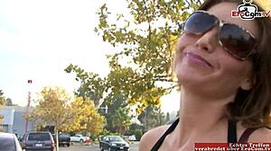 Skinny Brunette Slut With Small 18+ Tits Gets Picked Up At The Street By A Nerd.