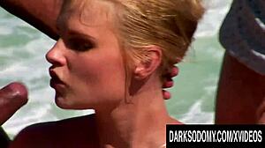 Wow! Seaside interracial DP with busty blonde Tarra White rocks!