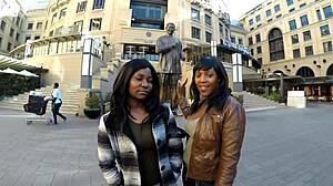 African lesbian devours friend's pussy in steamy bathroom