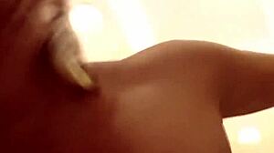 busty girl teases cock with huge breasts on the street