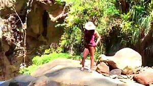sexy latina lilyan toys her ass by the river