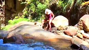 sexy latina lilyan toys her ass by the river