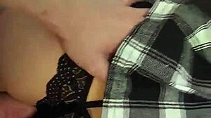 Pretty asian destiny mae is fucked hard in new panties and skirt, reaching orgasm on big cock.