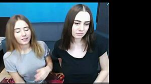 Cute lesbian girls passionately suck each other's nipples in intimate play. Their tongues tease sensitive spots.