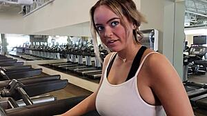 Picked up a stunning girl with big natural tits at the gym