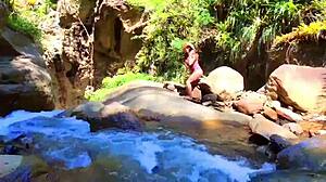 sexy latina lilyan toys her ass by the river