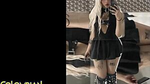 colombian goth latina slut gets cum facial on casting couch