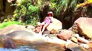 sexy latina lilyan toys her ass by the river