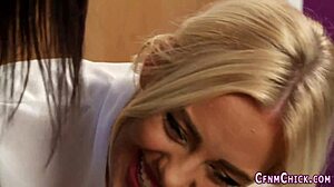 British femdom babes in group cfnm session tugging cocks with intense fetish blowjobs in high definition