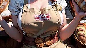 Blonde Baker Flashes Pussy