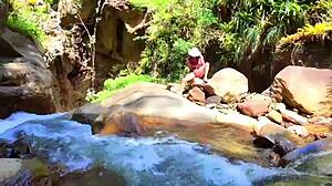 sexy latina lilyan toys her ass by the river