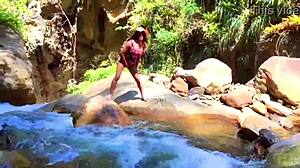 sexy latina lilyan toys her ass by the river