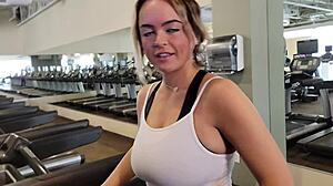 Picked up a stunning girl with big natural tits at the gym