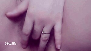 my pussy feels hot and tight, using dildo to masturbate