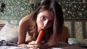 Teen 18+ Solo Masturbates With Dildo