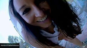 Brunette girl gets fucked outdoors