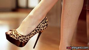 European Babe With Trimmed Pussy Uses Dildo on Her Tight Pussy While Wearing Heels