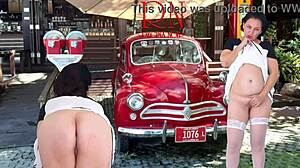 Regina Noir Strips in Short Dress