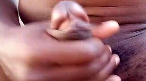 Intense Outdoor Handjob On Massive BBC With Moans