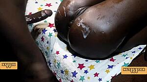 Amateur ebony girl gets anal missionary fuck