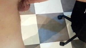 submissive asian gets face fucked hard while handcuffed to chair, deepthroating intensely