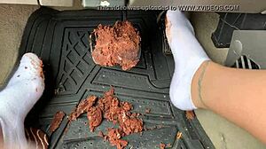 check out this messy pedal pumping with socks and feet