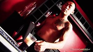 sexy blonde slut enjoys two dicks at once