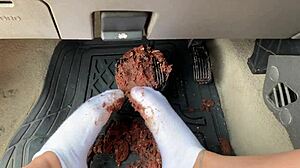 check out this messy pedal pumping with socks and feet