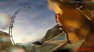 Sexy Mature British Redhead Masturbates with Toys by Pool