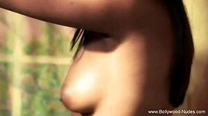 sexy brunette naked by the fire, dancing erotically and teasing with her nude body 😏