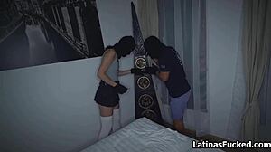 Latina sucks cock after breaking into house