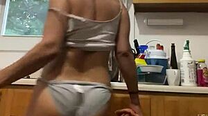 latina milf enjoying dishes with playful touches