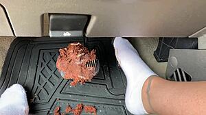 check out this messy pedal pumping with socks and feet