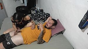 my girlfriend's latina neighbor agrees to quick blowjob