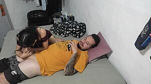 my girlfriend's latina neighbor agrees to quick blowjob