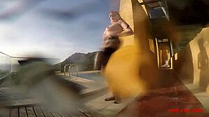 Sexy Mature British Redhead Masturbates with Toys by Pool