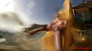 Sexy Mature British Redhead Masturbates with Toys by Pool