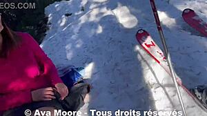 ava moore gets ass fucked outdoors, skiers watch