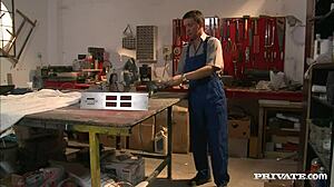 roxy r rough riding beauty, horny with tits and stockings, blowjob and handjob leading to cumshot