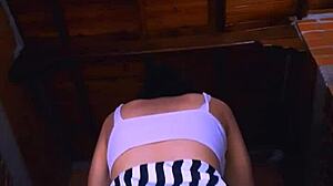 slender student pleases lover in apartment