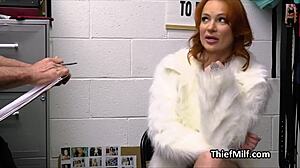 redhead milf gets anal in the backroom office, deepthroat action backstage.