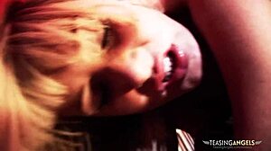 sexy blonde slut enjoys two dicks at once