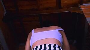 slender student pleases lover in apartment