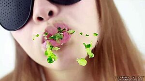 Asian women moan while eating cucumber fetish