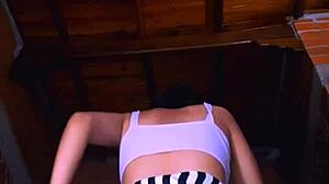 slender student pleases lover in apartment