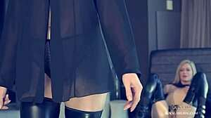 Lesbian Babes Tribbing With Dildos And Licking Tits