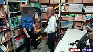 Teen Shoplifter Deepthroats Officer's Monster Cock at Station